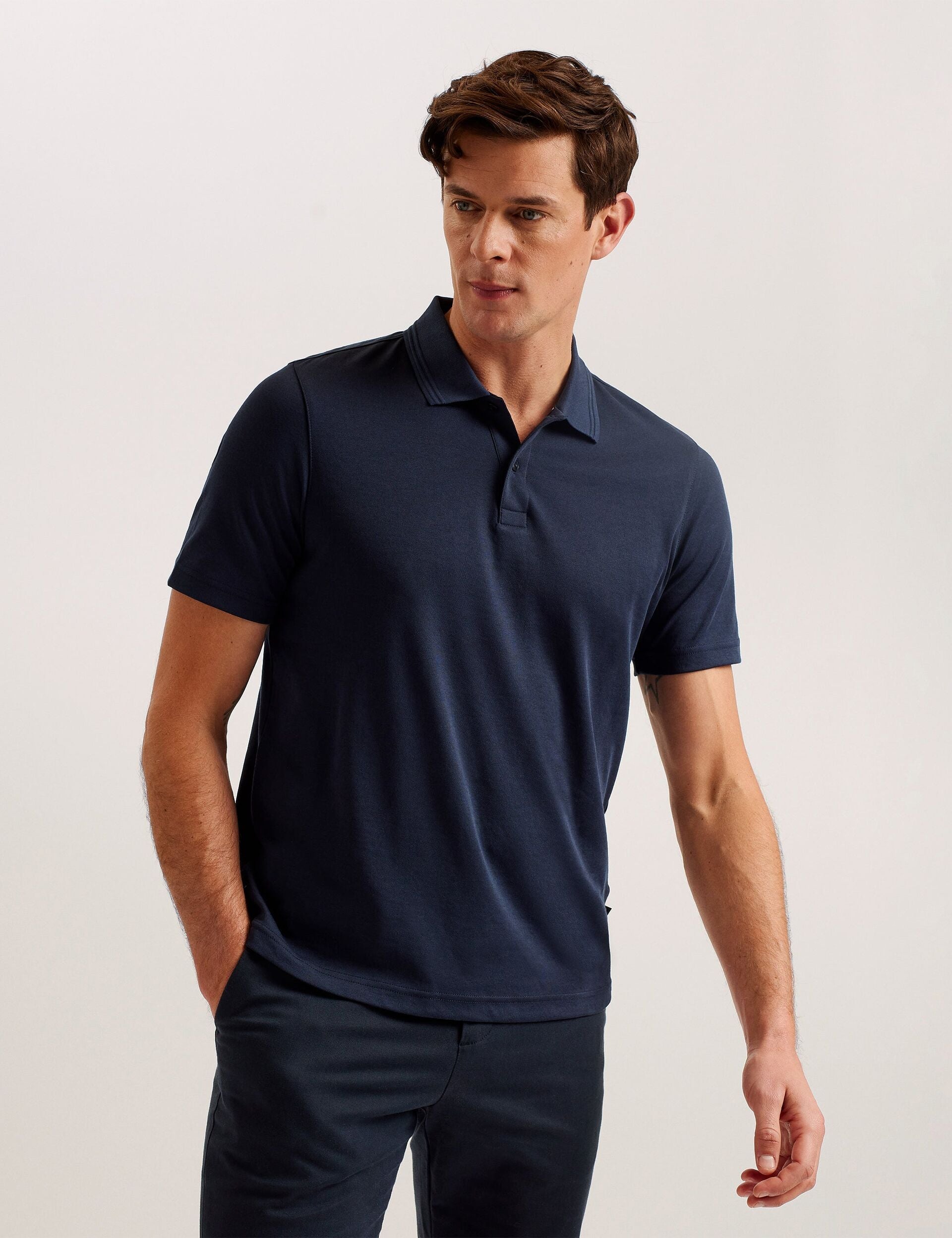 Ted Baker London Lydney newest Colorblock Cotton Blend Quarter Zip Polo Navy NWT 6/2XL